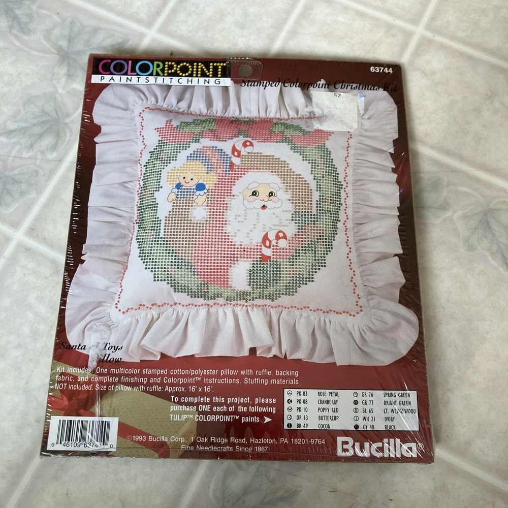 Santa & Toys Pillow Bucilla Kit 63744 Stamped‎ Cloth Colorpoint Sealed